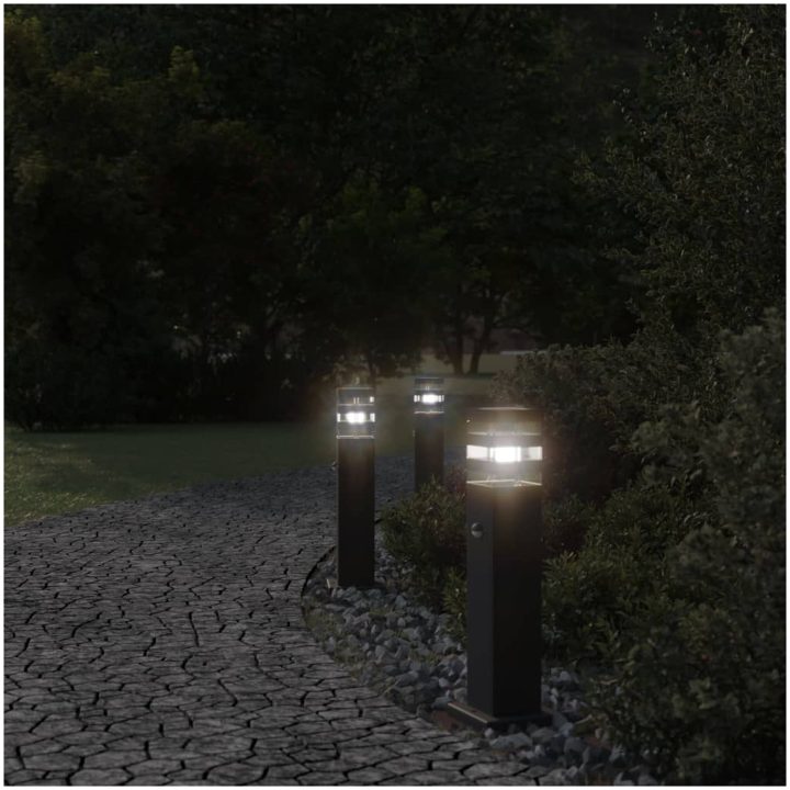 Utomhusgolvlampa med sensor svart aluminium vidaXL 50 cm – bild 3