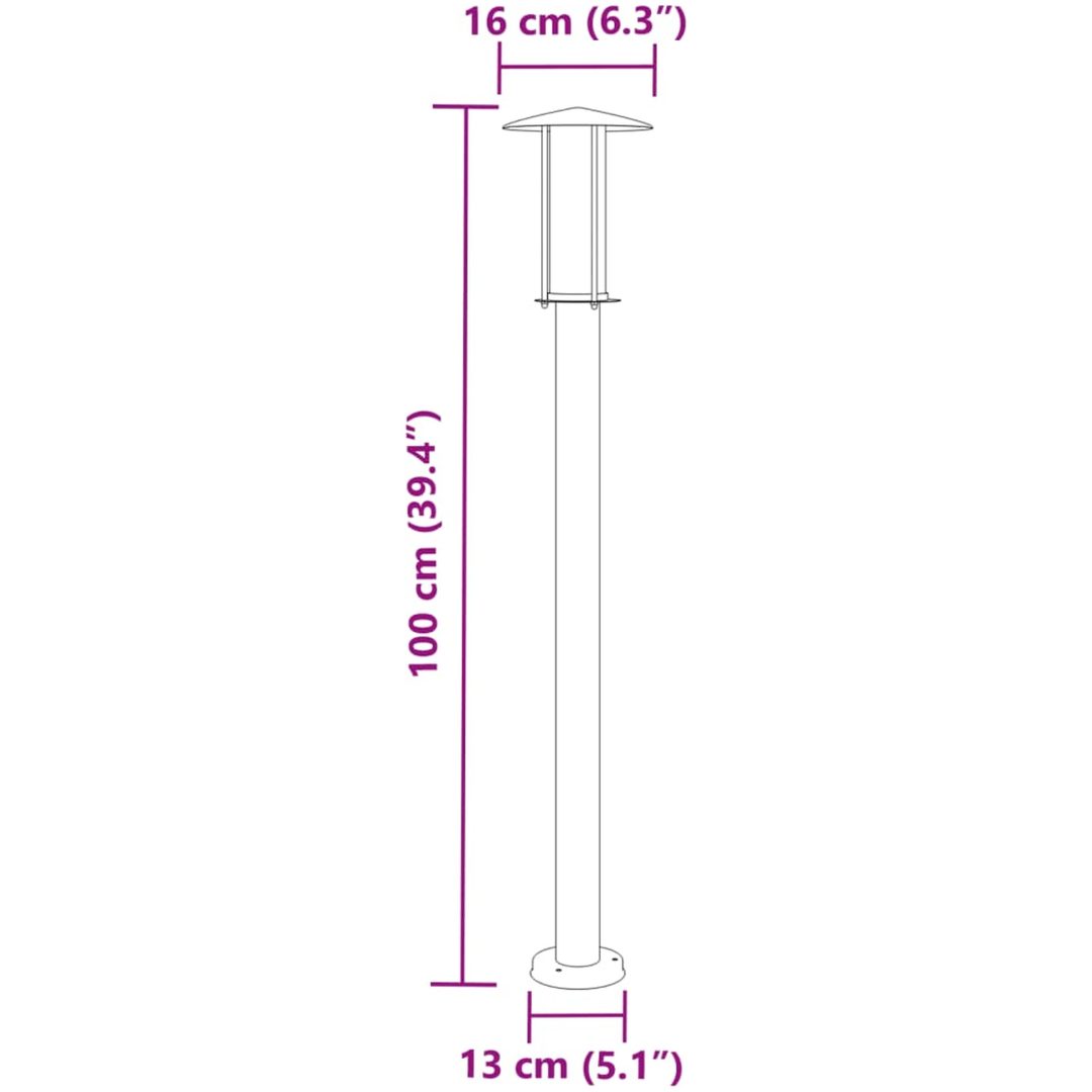 Utomhusgolvlampa silver 100 cm rostfritt stål vidaXL 100 cm – bild 7