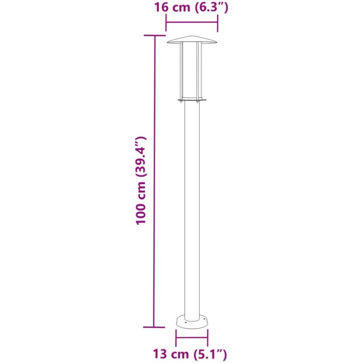 Utomhusgolvlampa silver 100 cm rostfritt stål vidaXL 100 cm – bild 7