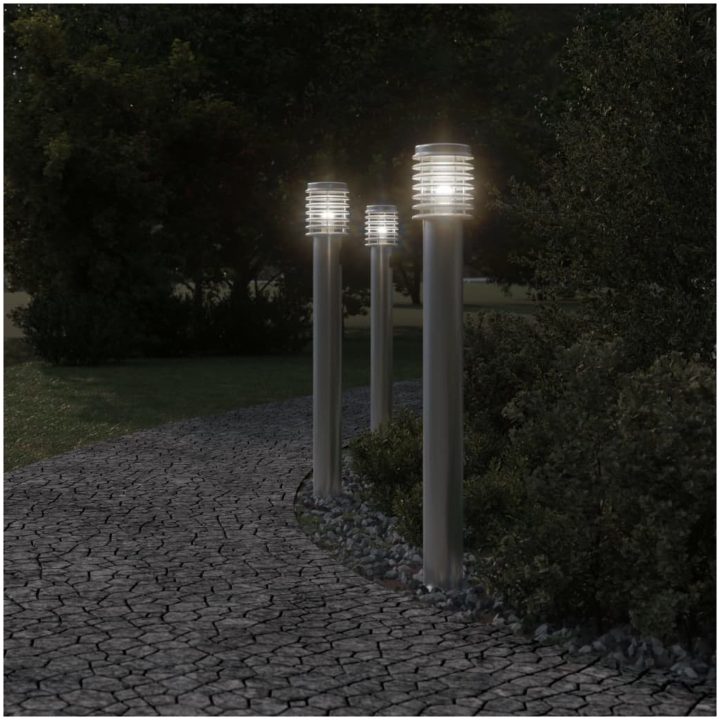 Utomhusgolvlampa silver 110 cm rostfritt stål vidaXL – bild 3