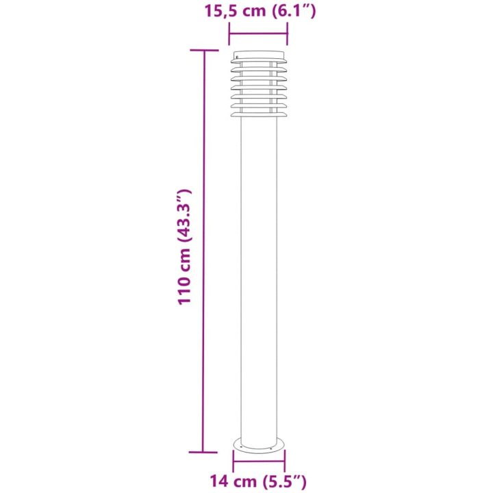 Utomhusgolvlampa silver 110 cm rostfritt stål vidaXL – bild 7