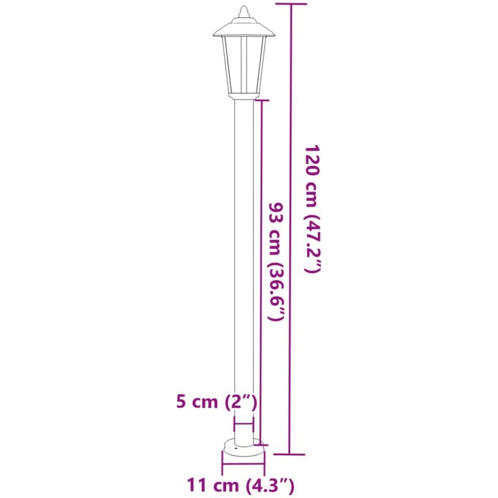 Utomhusgolvlampa silver 120 cm rostfritt stål vidaXL 120 cm – bild 7