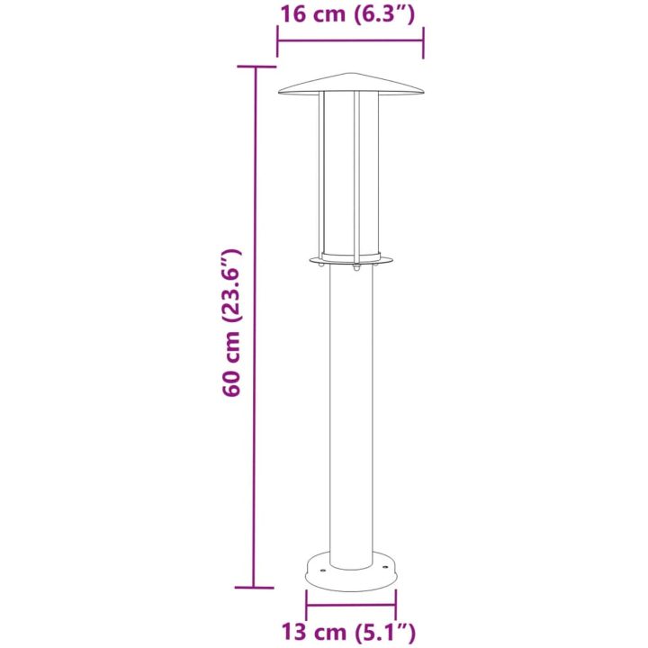 Utomhusgolvlampa silver rostfritt stål vidaXL 60 cm – bild 7