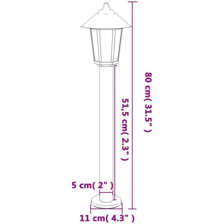 Utomhusgolvlampa svart 80 cm rostfritt stål vidaXL 80 cm – bild 7