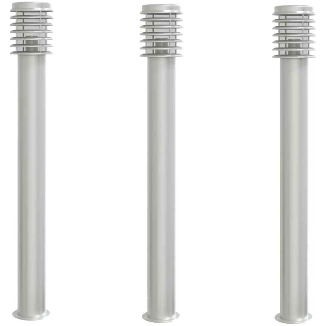 Utomhusgolvlampor 3 st silver 110 cm rostfritt stål vidaXL – bild 2