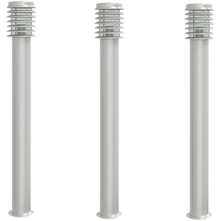 Utomhusgolvlampor 3 st silver 110 cm rostfritt stål vidaXL – bild 2