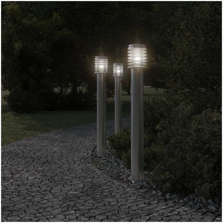 Utomhusgolvlampor 3 st silver 110 cm rostfritt stål vidaXL – bild 3