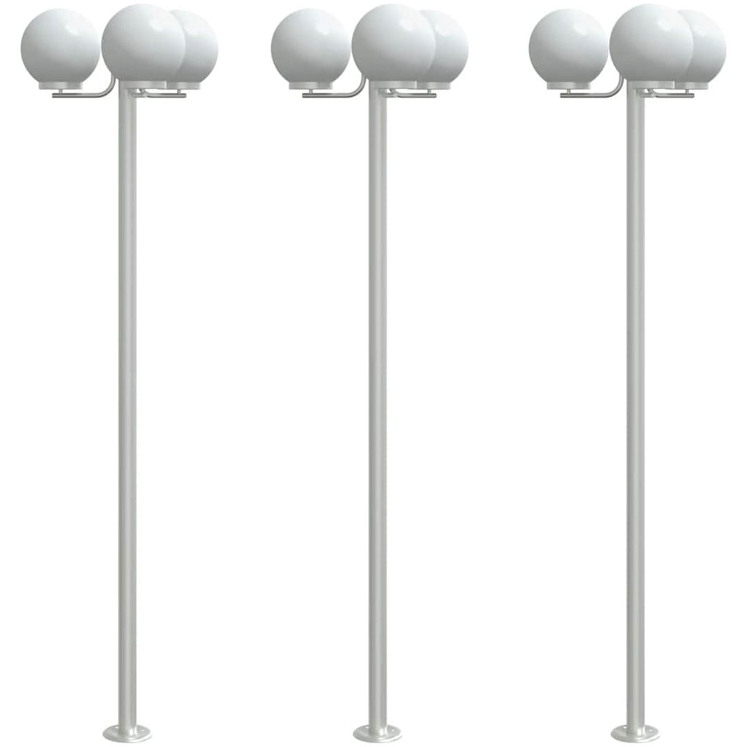 Utomhusgolvlampor 3 st silver 215 cm rostfritt stål vidaXL – bild 2