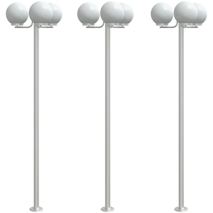 Utomhusgolvlampor 3 st silver 215 cm rostfritt stål vidaXL – bild 2