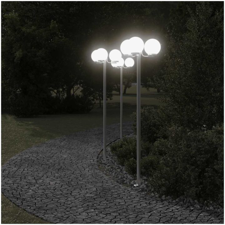 Utomhusgolvlampor 3 st silver 215 cm rostfritt stål vidaXL – bild 3