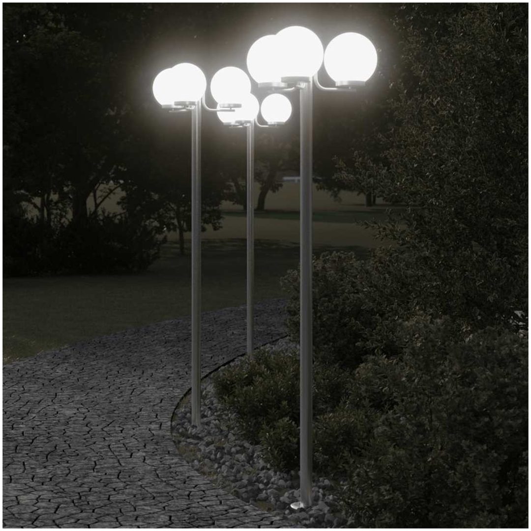 Utomhusgolvlampor 3 st silver 215 cm rostfritt stål vidaXL