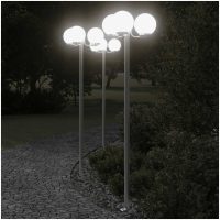 Utomhusgolvlampor 3 st silver 215 cm rostfritt stål vidaXL