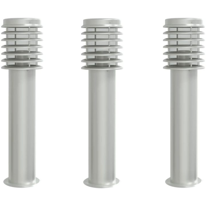 Utomhusgolvlampor 3 st silver rostfritt stål vidaXL – bild 2