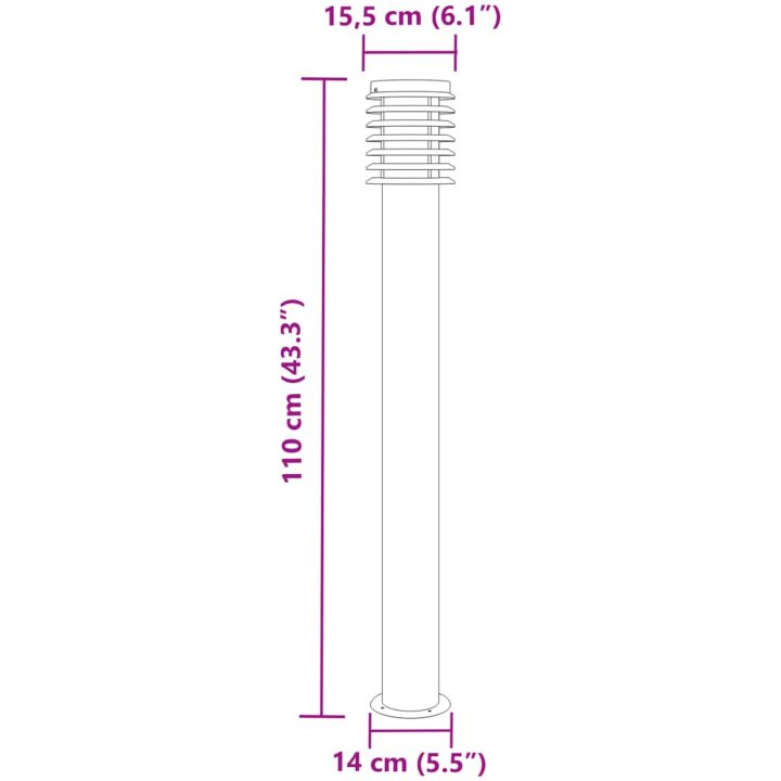 Utomhusgolvlampor 3 st svart 110 cm rostfritt stål vidaXL – bild 7