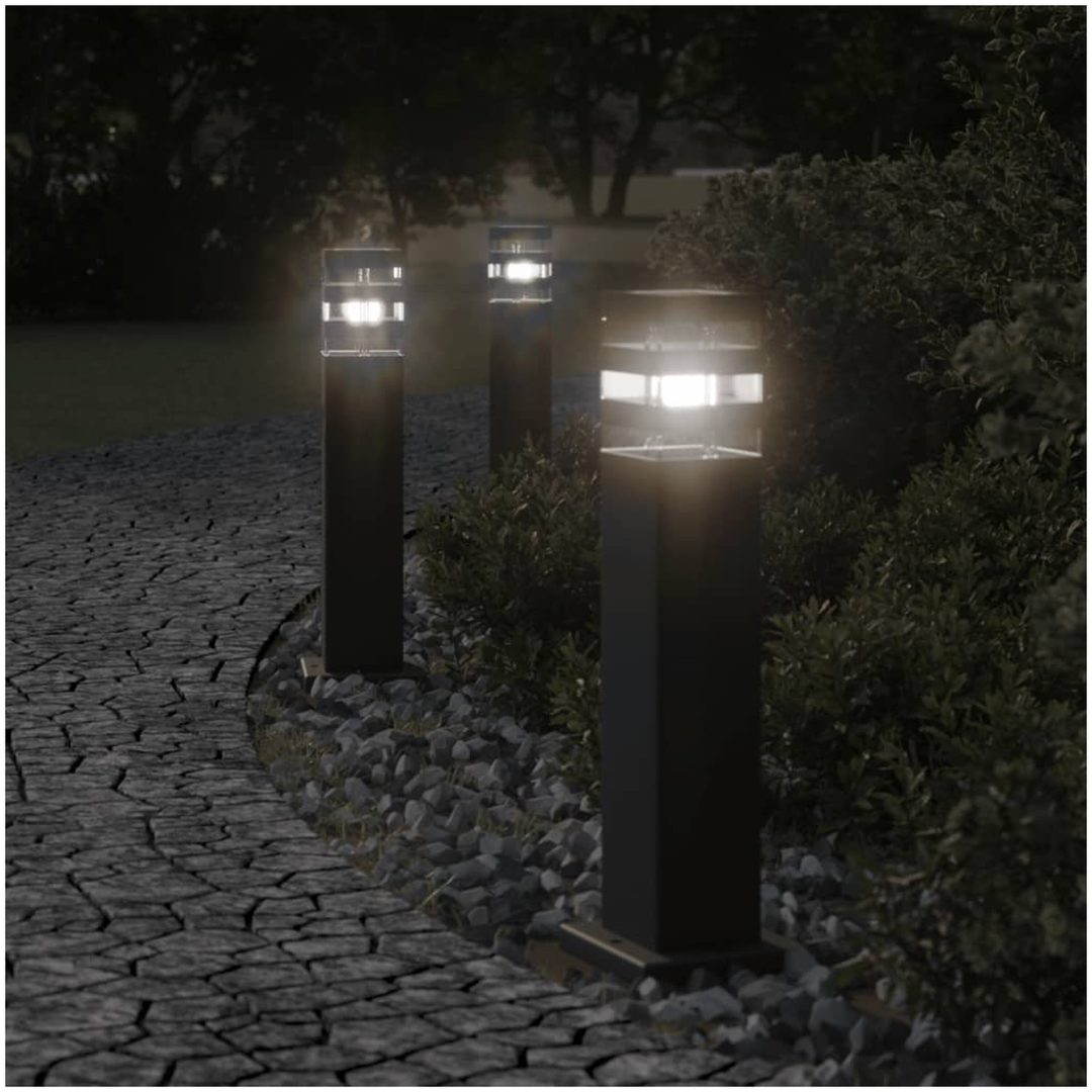 Utomhusgolvlampor 3st svart aluminium vidaXL 50 cm