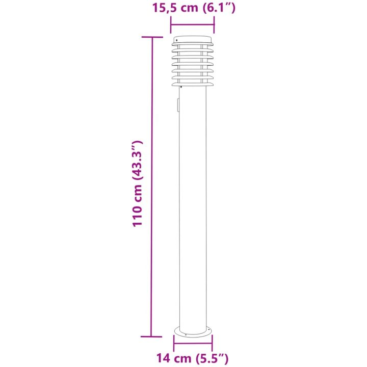 Utomhusgolvlampor med eluttag 3 st silver 110 cm rostfritt stål vidaXL – bild 7