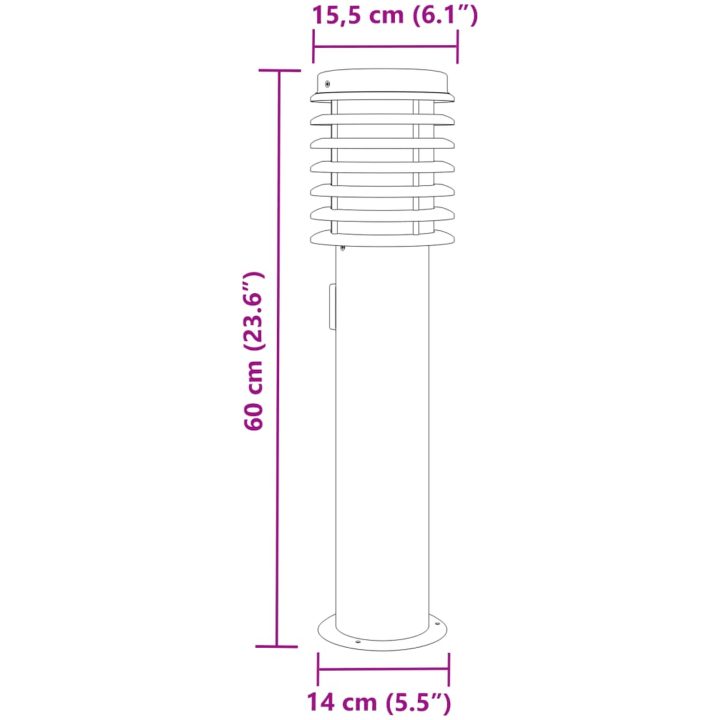 Utomhusgolvlampor med eluttag 3 st silver 60 cm rostfritt stål vidaXL – bild 7