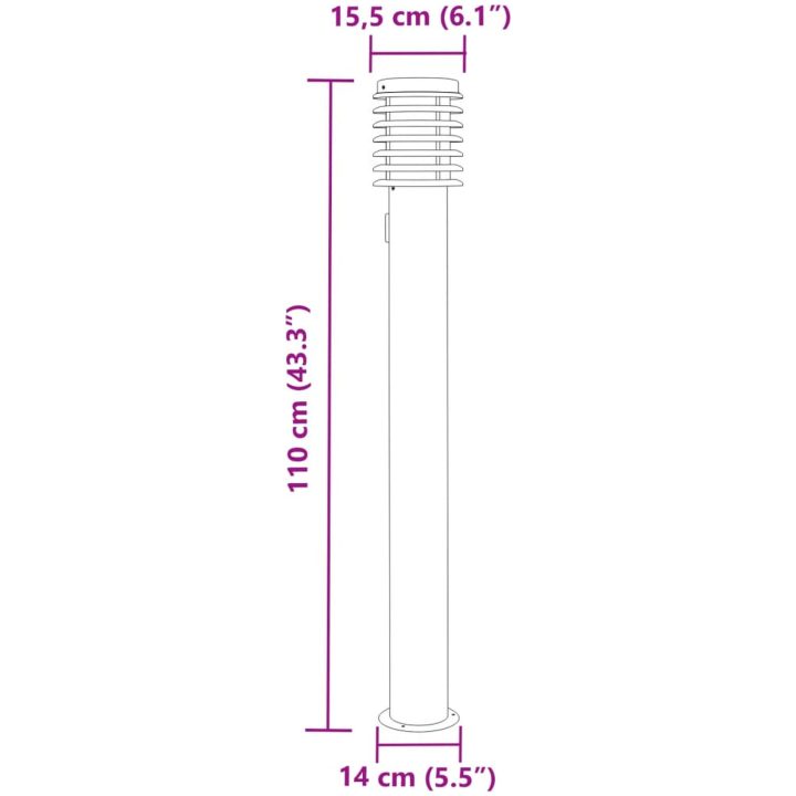 Utomhusgolvlampor med eluttag 3 st svart 110 cm rostfritt stål vidaXL – bild 7