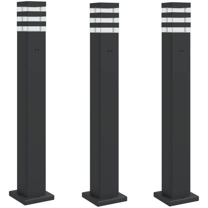 Utomhusgolvlampor med eluttag 3st svart 80 cm aluminium vidaXL 80 cm – bild 2