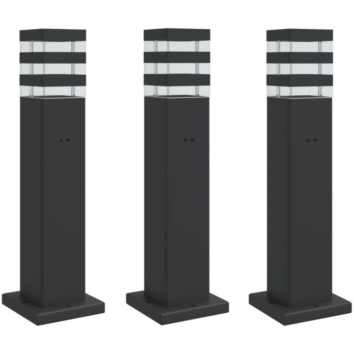 Utomhusgolvlampor med eluttag 3st svart aluminium vidaXL 50 cm – bild 2