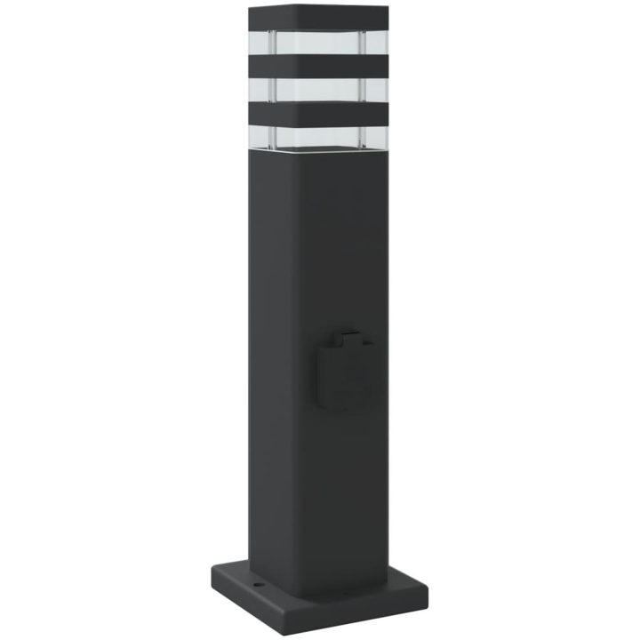 Utomhusgolvlampor med eluttag 3st svart aluminium vidaXL 50 cm – bild 6