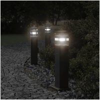 Utomhusgolvlampor med eluttag 3st svart aluminium vidaXL