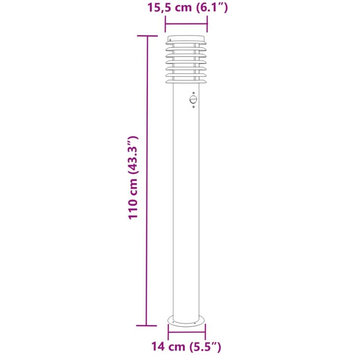 Utomhusgolvlampor med sensorer 3 st silver 110cm rostfritt stål vidaXL – bild 7