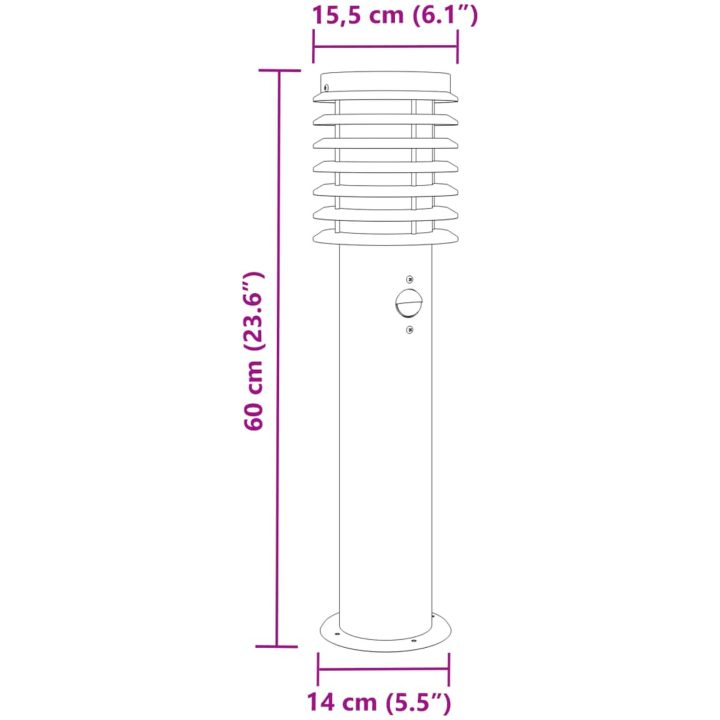 Utomhusgolvlampor med sensorer 3 st silver 60 cm rostfritt stål vidaXL – bild 7