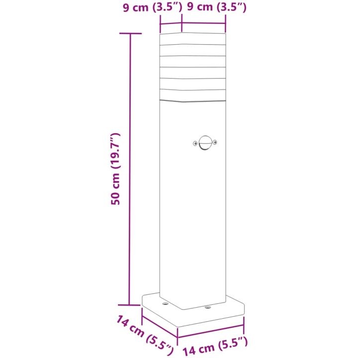 Utomhusgolvlampor med sensorer 3st svart aluminium vidaXL 50 cm – bild 7