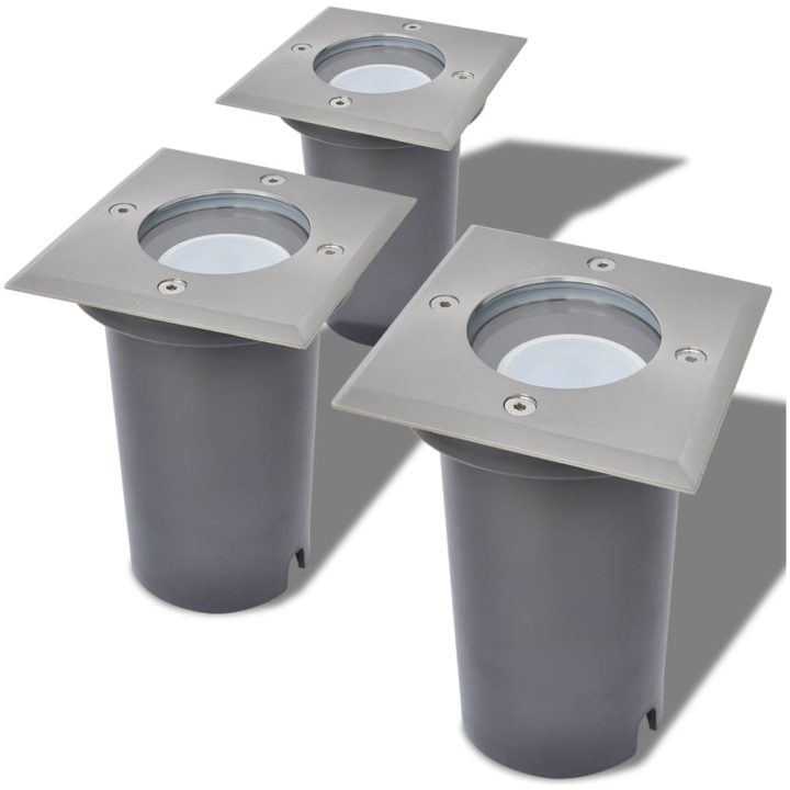 Utomhusmarklampa med LED 3 st fyrkantiga vidaXL – bild 2