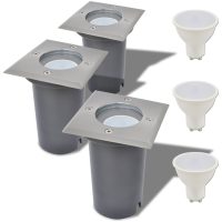 Utomhusmarklampa med LED 3 st fyrkantiga vidaXL