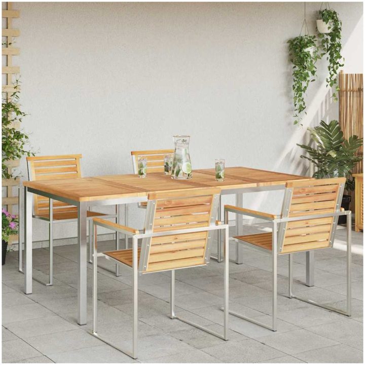 Utomhusmatbord 180x90x75 cm Solid Teak vidaXL 90 x 180 x 75 cm – bild 4