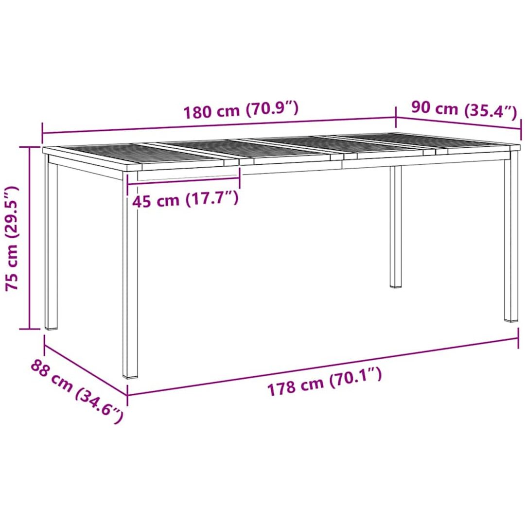 Utomhusmatbord 180x90x75 cm Solid Teak vidaXL 90 x 180 x 75 cm – bild 10