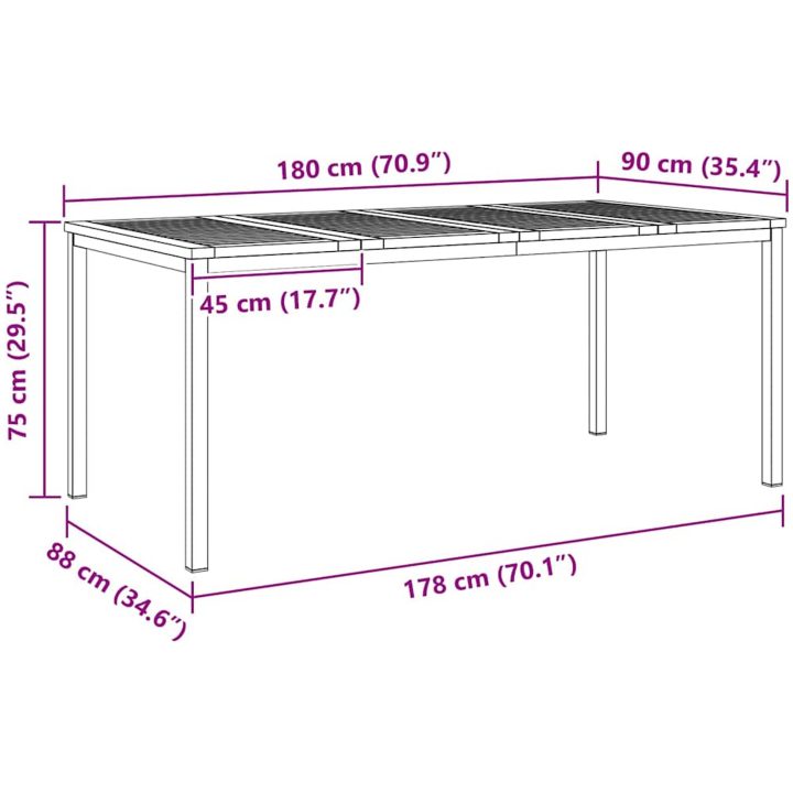 Utomhusmatbord 180x90x75 cm Solid Teak vidaXL 90 x 180 x 75 cm – bild 10