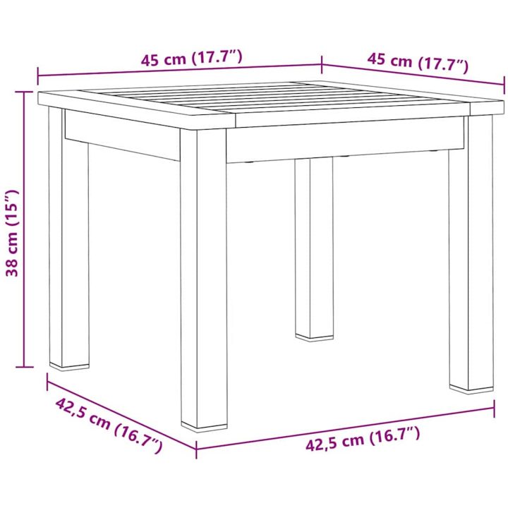 Utomhusmatbord 3 pcs Massivt akaciaträ vidaXL 45 x 45 x 38 cm – bild 12