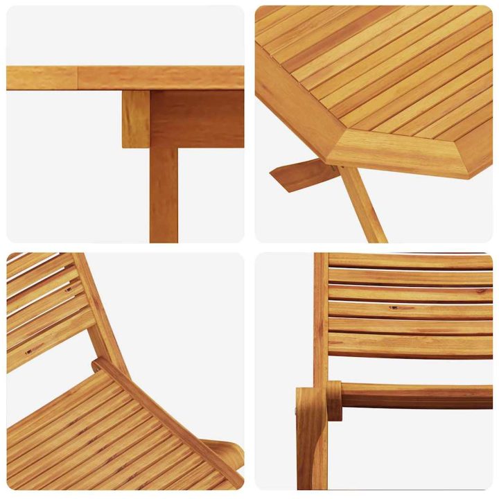 Utomhusmatbord 5 pcs Naturligt trä vidaXL 135 cm x 85 cm x 75 cm – bild 11