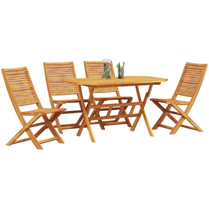 Utomhusmatbord 5 pcs Naturligt trä vidaXL 135 cm x 85 cm x 75 cm – bild 3