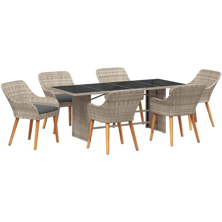 Utomhusmatbord 7 pcs Ljusgrå vidaXL 190 x 80 x 74 cm – bild 2