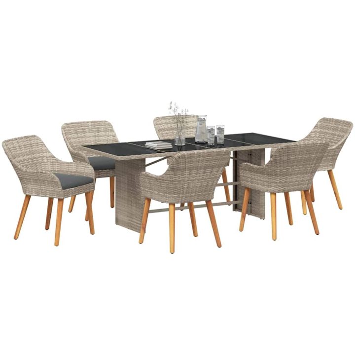Utomhusmatbord 7 pcs Ljusgrå vidaXL 190 x 80 x 74 cm – bild 3