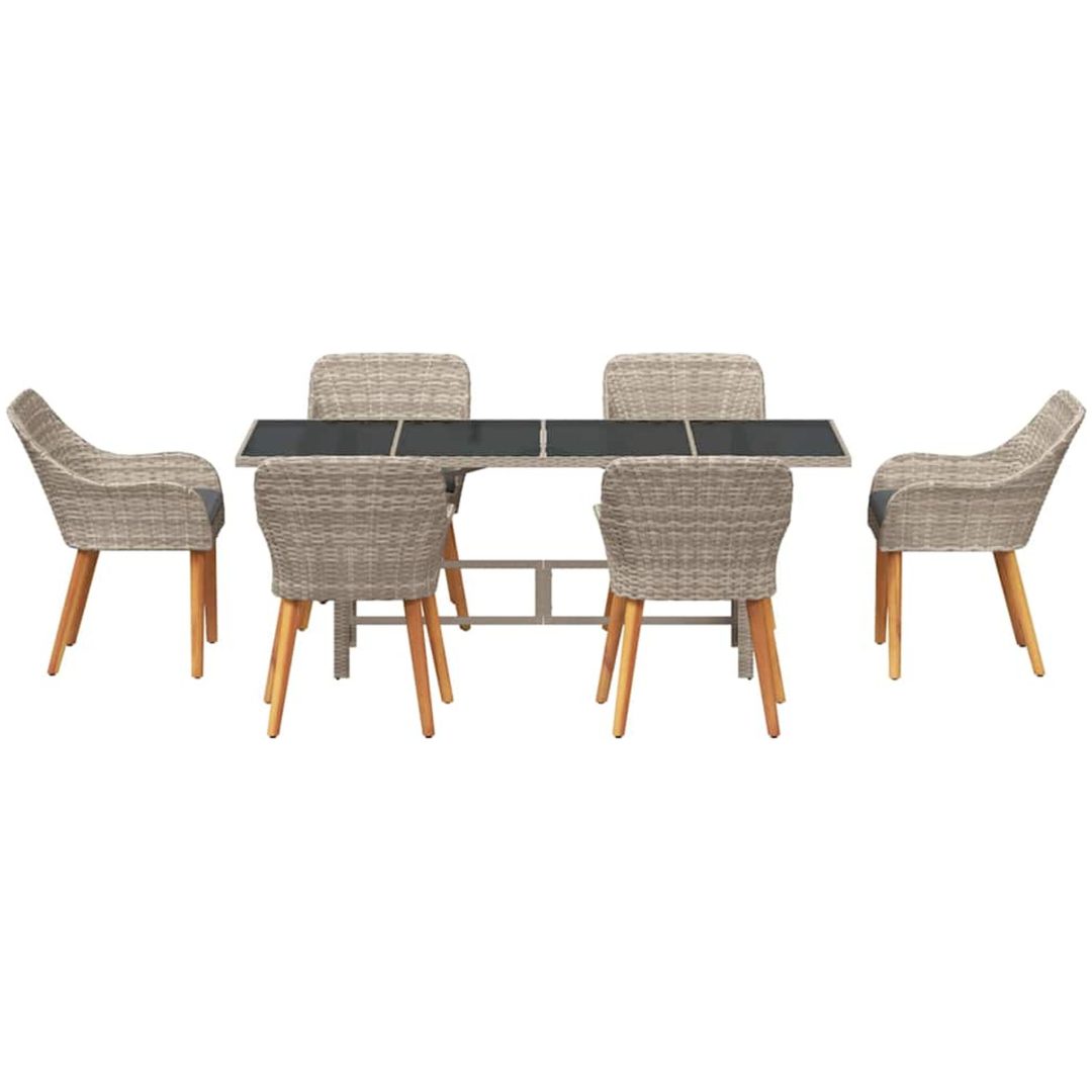 Utomhusmatbord 7 pcs Ljusgrå vidaXL 190 x 80 x 74 cm – bild 7