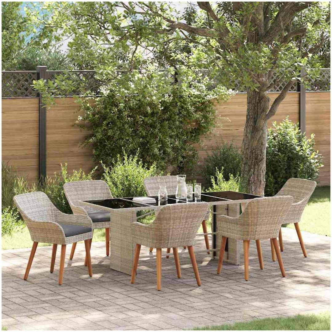 Utomhusmatbord 7 pcs Ljusgrå vidaXL 190 x 80 x 74 cm