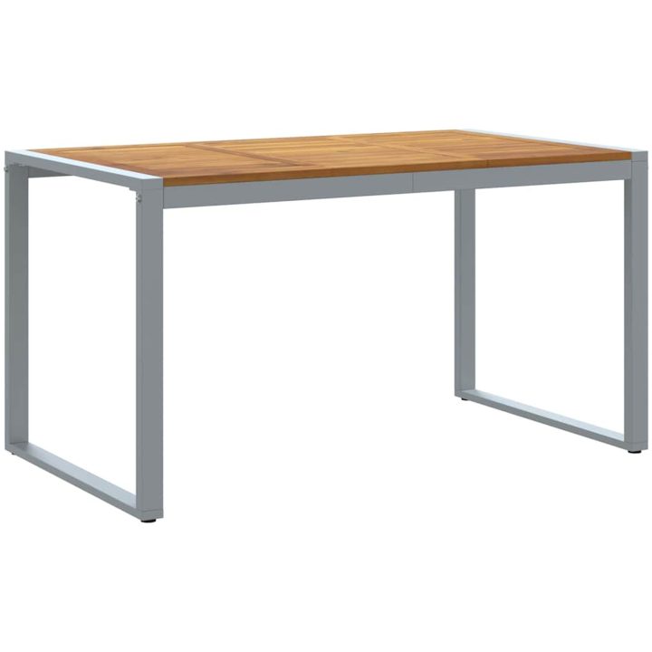 Utomhusmatbord Grå 140x80x75 cm Stål och Massivt Akaciaträ vidaXL Medium – bild 2