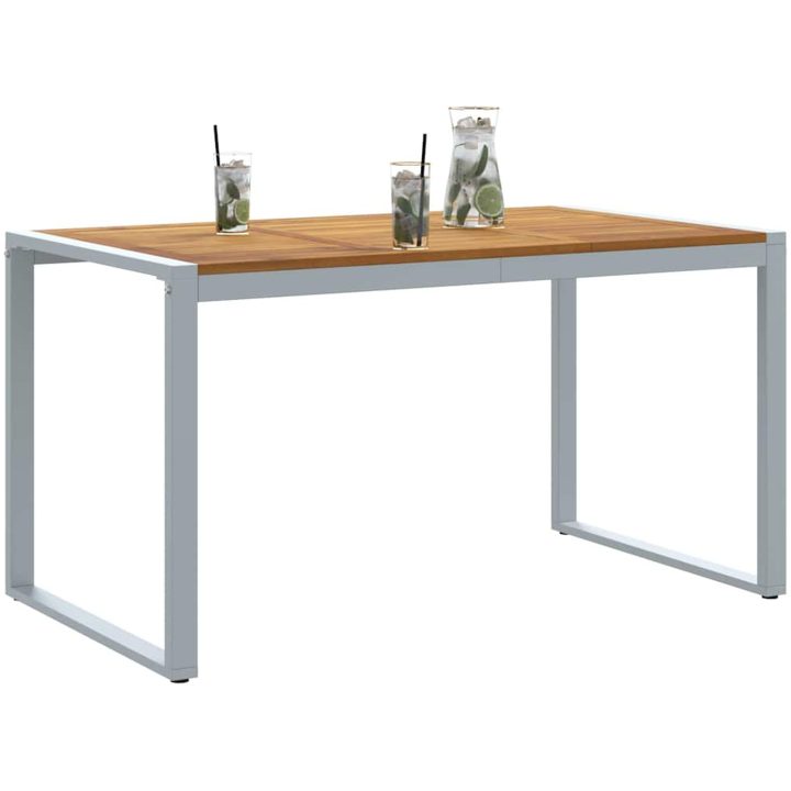 Utomhusmatbord Grå 140x80x75 cm Stål och Massivt Akaciaträ vidaXL Medium – bild 3
