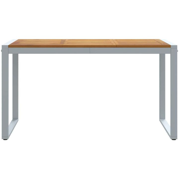 Utomhusmatbord Grå 140x80x75 cm Stål och Massivt Akaciaträ vidaXL Medium – bild 5