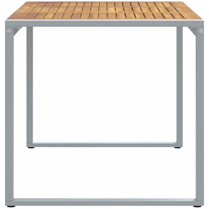 Utomhusmatbord Grå 140x80x75 cm Stål och Massivt Akaciaträ vidaXL Medium – bild 6