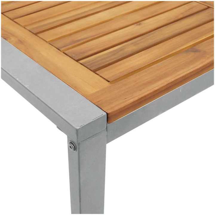 Utomhusmatbord Grå 140x80x75 cm Stål och Massivt Akaciaträ vidaXL Medium – bild 8