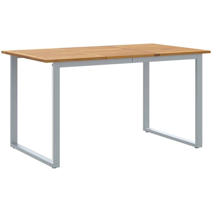 Utomhusmatbord Grå Stål & Massivt akaciaträ vidaXL 140 x 80 x 75 cm – bild 2