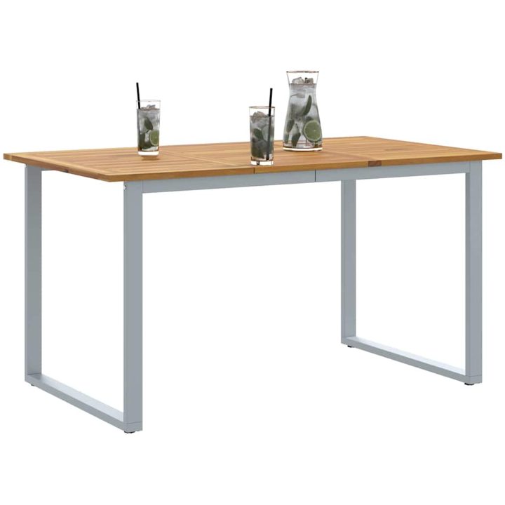 Utomhusmatbord Grå Stål & Massivt akaciaträ vidaXL 140 x 80 x 75 cm – bild 3