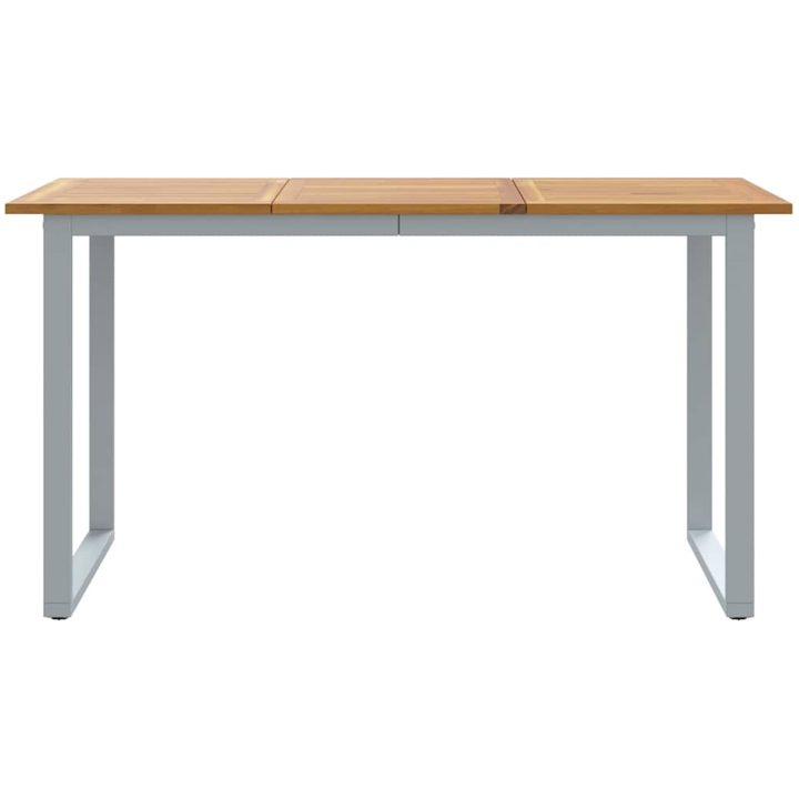 Utomhusmatbord Grå Stål & Massivt akaciaträ vidaXL 140 x 80 x 75 cm – bild 5