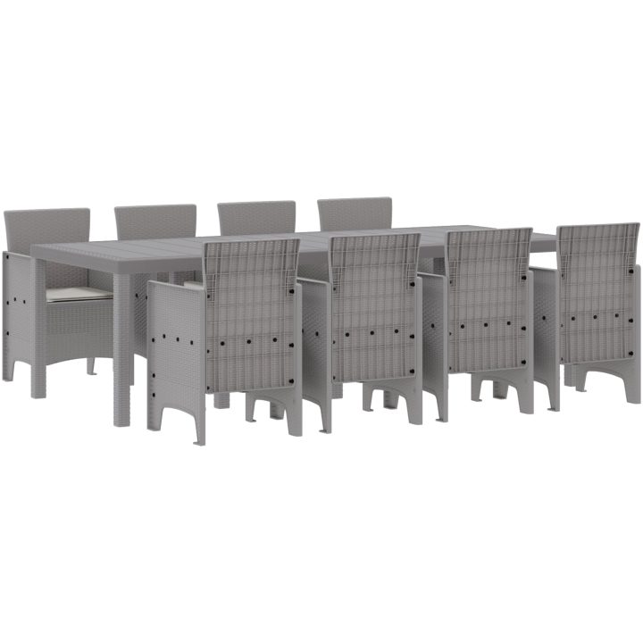 Utomhusmatset 9 pcs Vit Plastfletting vidaXL 250 x 100 x 73 cm – bild 2